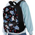 thumbnail image 4 of HUIACONG Cute Shark Strawberry Print School Backpack for Boys Girls Students Ages 6-18 Breathable Padded Straps Large Capacity Bookbag for Elementary Middle High School Back to School Daily Use, 4 of 6