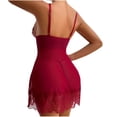 thumbnail image 5 of Somuwie Women's Large Size V-Neck Solid Color Lace See-Through Back Nightdress, 5 of 6