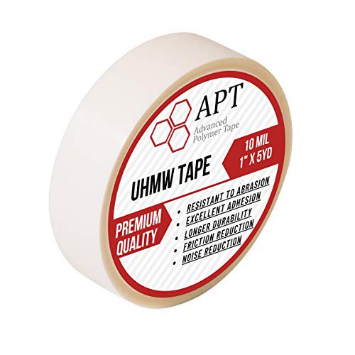 APT 0.012" Thick Low Friction Extra Durable Ultra-high Molecular Weight Polyethylene tape, for Surface Protection, Noise Reduction for Rails, Drawers and Lining, 1" x 5 yards, 1 Roll/Pack