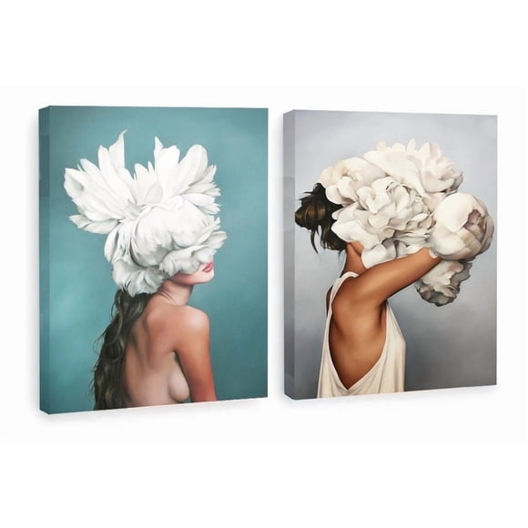 Set 2 Cuadros Modernos Mujeres Arte Minimalista En Canvas Hd