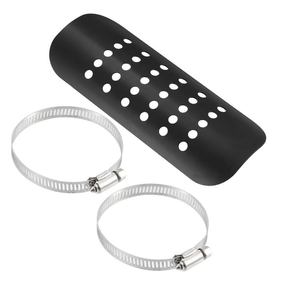 Unique Bargains 1 Set Universal Motorbike Exhaust Heat Shield Pipe Shield Exhaust Guard Cover Heel Guard Black