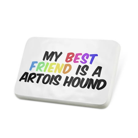 Porcelein Pin My best Friend a Artois Hound Dog from France Lapel Badge –