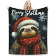 thumbnail image 5 of Christmas Sloth Blanket Soft Cozy Cute Sloth Plush Throw Blanket Warm Sloth Flannel Fleece Bedding Stuff Animal Decor Blanket Gifts for Sloth Lover Girls Boys Kids Adults Women Bed Travel 50"x60", 5 of 6