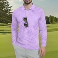 thumbnail image 3 of Homeyce Polo T-Shirts for Men Long Sleeve Collared Shirts Casual Fashion Slim Fit with Buttons Polo Tee Shirts Floral Print Quick Dry Tee,Purple M, 3 of 4