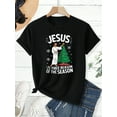 thumbnail image 3 of Christmas Black Jesus Is Thee Reason Of The Season Religious Tree And Snowflake Print Graphic T-Shirt for Men Women ,Tops Tee, 3 of 4