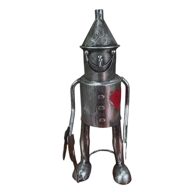 Figura decorativa de jardín del Hombre de Hojalata, escultura artística para césped, estatua de hierro plateado, regalos coleccionables, decoración