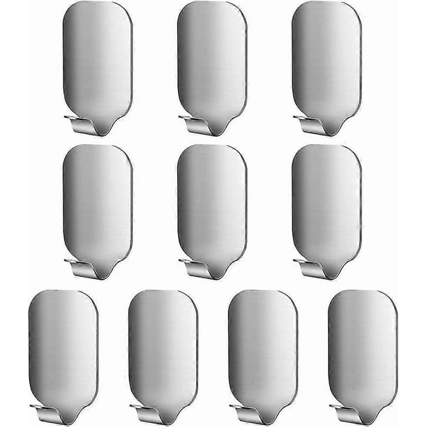 Self Adhesive Hooks - Pack Of 10 Wall Door Hooks Stick On / Sticky Hooks For Bathroom Kitchen Hanging Coat Cloth Towel Key - Stainless Steel, Waterpro