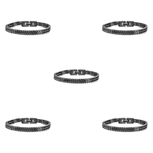Brazalete de acero de Titanio Qarigey color sólido para Hombres cadena de mano trenzada Type2 NO