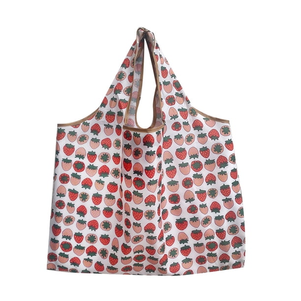 Yuarrent Bolso de compras plegable con patrón de animales de frutas, bolso de mano con estampado de moda Ripstop, gran capacidad, almacenamiento de Almacenamiento y organización del hogar Fresa Yuarrent HA077485-02
