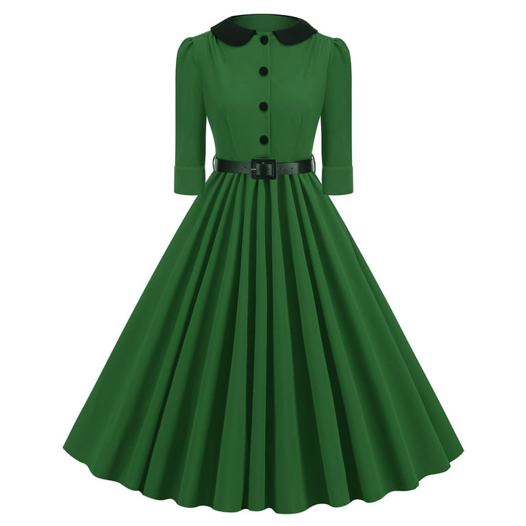 button-front fit-and-flare dress Fit-N-Flare Contrast Stitch Cotton Maxi Dress main image 1