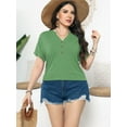 thumbnail image 6 of VERABENDI Women's Plus Size Tops Dropped Shoulder Short Sleeve Blouses Button Up V Neck T-Shirts,1X/2X/3X/4X, 6 of 6