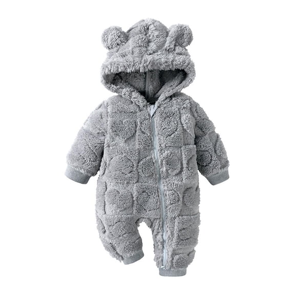 Bixock Kids Fall Winter Clothes,Toddler Boys and Girls Rompers,Baby Crawling Clothes Long Jumpsuit Baby Solid Color Printed Plush Jumpsuit Hooded Jumpsuit 0 Newborn Pajamas
