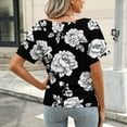 thumbnail image 2 of Women's Summer Top Casual Shirts V Neck Short Sleeve T-Shirts Fashion Floral Print Loose Blouses Pullover Spring Tunic Tops for Women, 2 of 6