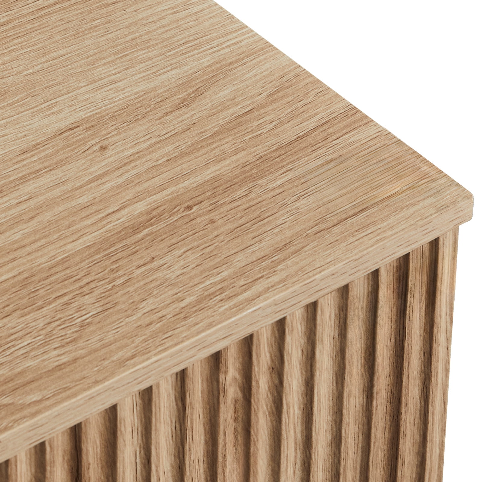 Handleless 6-Drawer Dresser with Grille Finish P2 Particleboard + MDF & Melamine Veneer + Vacuum-Formed Storage Cabinet 55.12*15.75*27.95in Oak