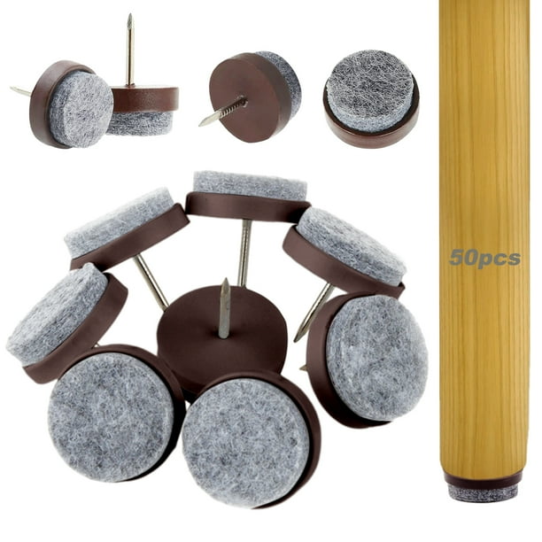 Deslizadores de silla de fieltro para clavar, 50 unidades de deslizadores de fieltro para clavos, deslizadores de muebles profesionales/deslizadores de silla de fieltro para suelos de muebles, patas