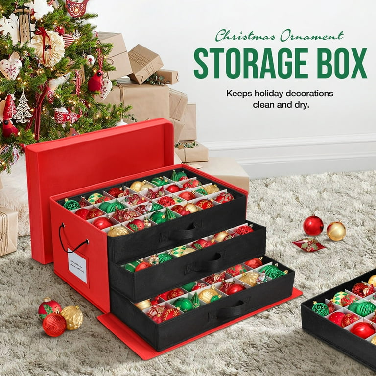 Hearth & Harbor Large Christmas Ornament Storage Box With