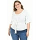 thumbnail image 1 of Blusa con moño Roman Fashion / Tallas Extras, 1832 (Blanco líneas) blanco 36, 1 of 5