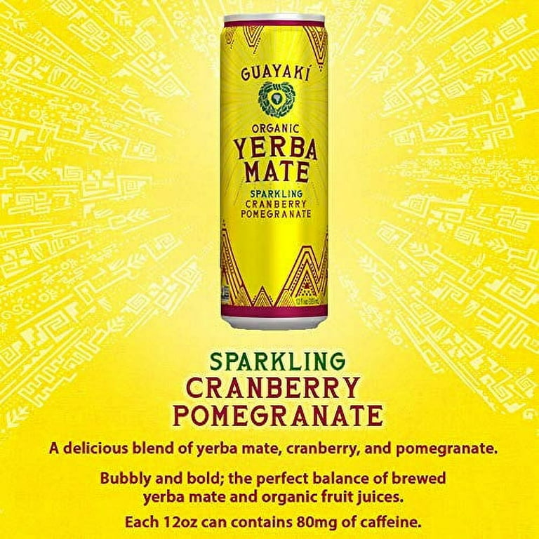 Guayaki Yerba Mate, Sparkling Energy Drink, Cranberry Pomegranate