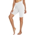 thumbnail image 2 of Stephy Women's Yoga Leggings Stretch High Waist Gym Workout Shorts Legging Joggers Sport Athletic Short Tights Pants, White, XL, 2 of 9