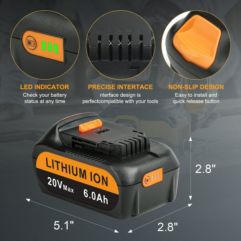 For DeWalt 18V/20V 6.0Ah DCB206 Lithium-Ion Battery Replacement For DCB180 DCB181 DCB182 DCB184 DCB200 DCB201 DCB205|For DeWalt