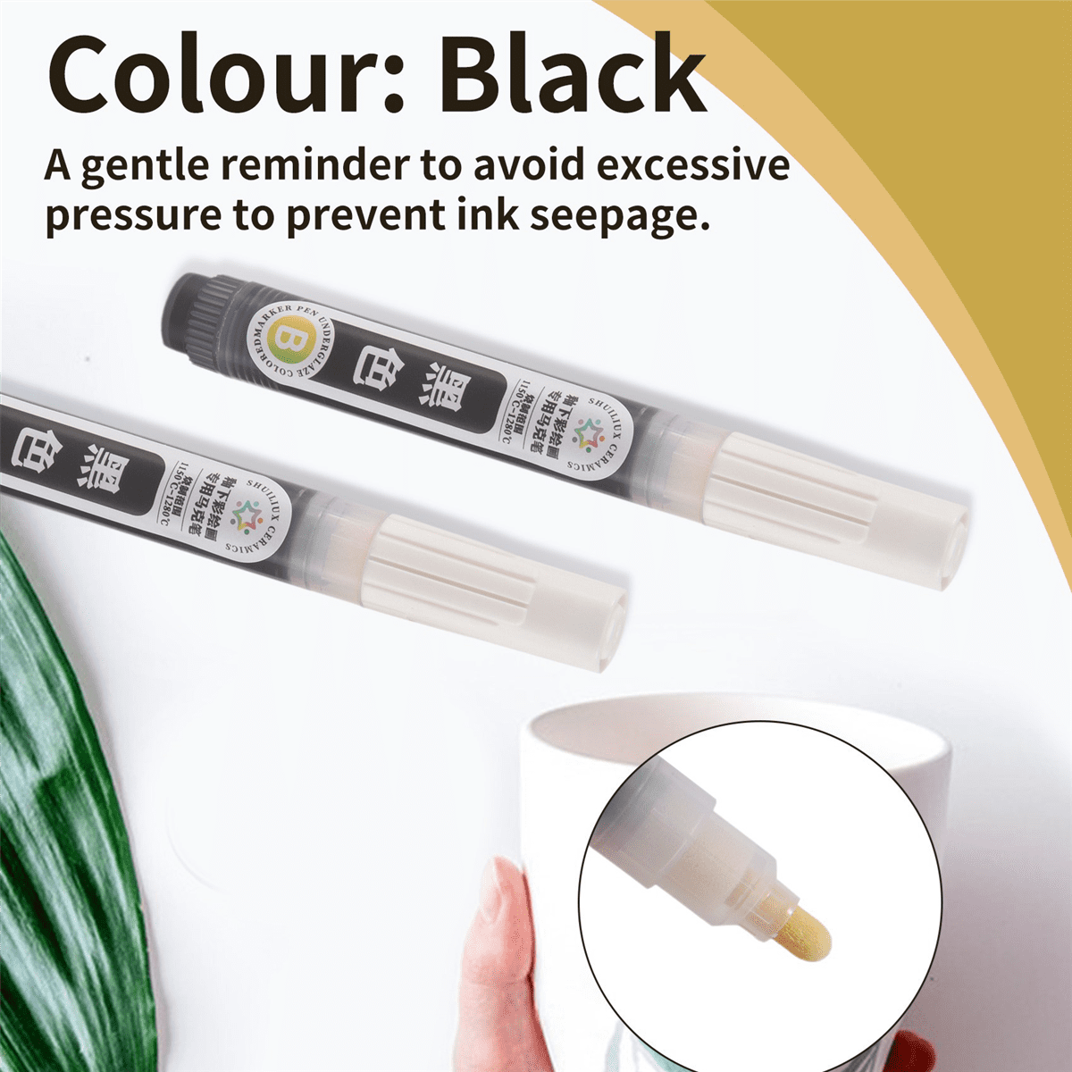 4 Pcs Underglaze Pen Underglaze for Ceramics Ceramic Writing Pen Underglaze Permanent Porcelain Colored Pen (Black)