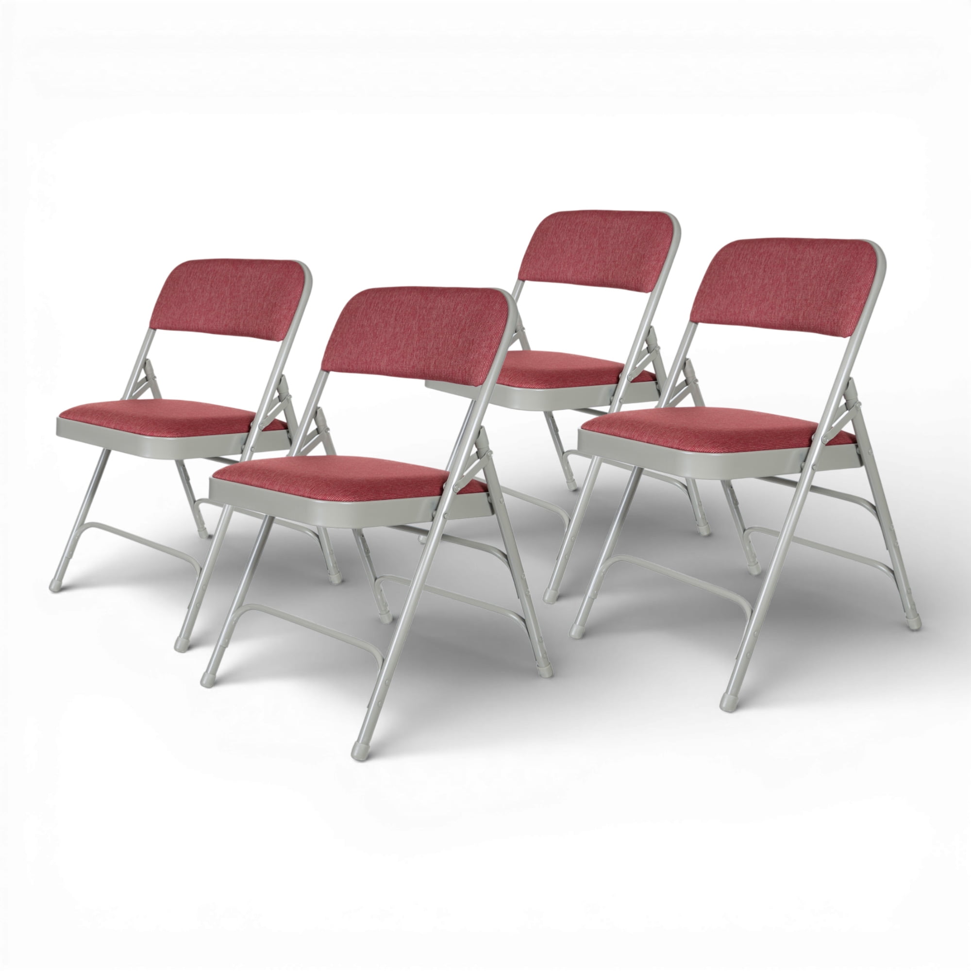 Hampden Furnishings Bernadine Collection Fabric Triple Brace Folding Chair, Burgundy, Pack of 4