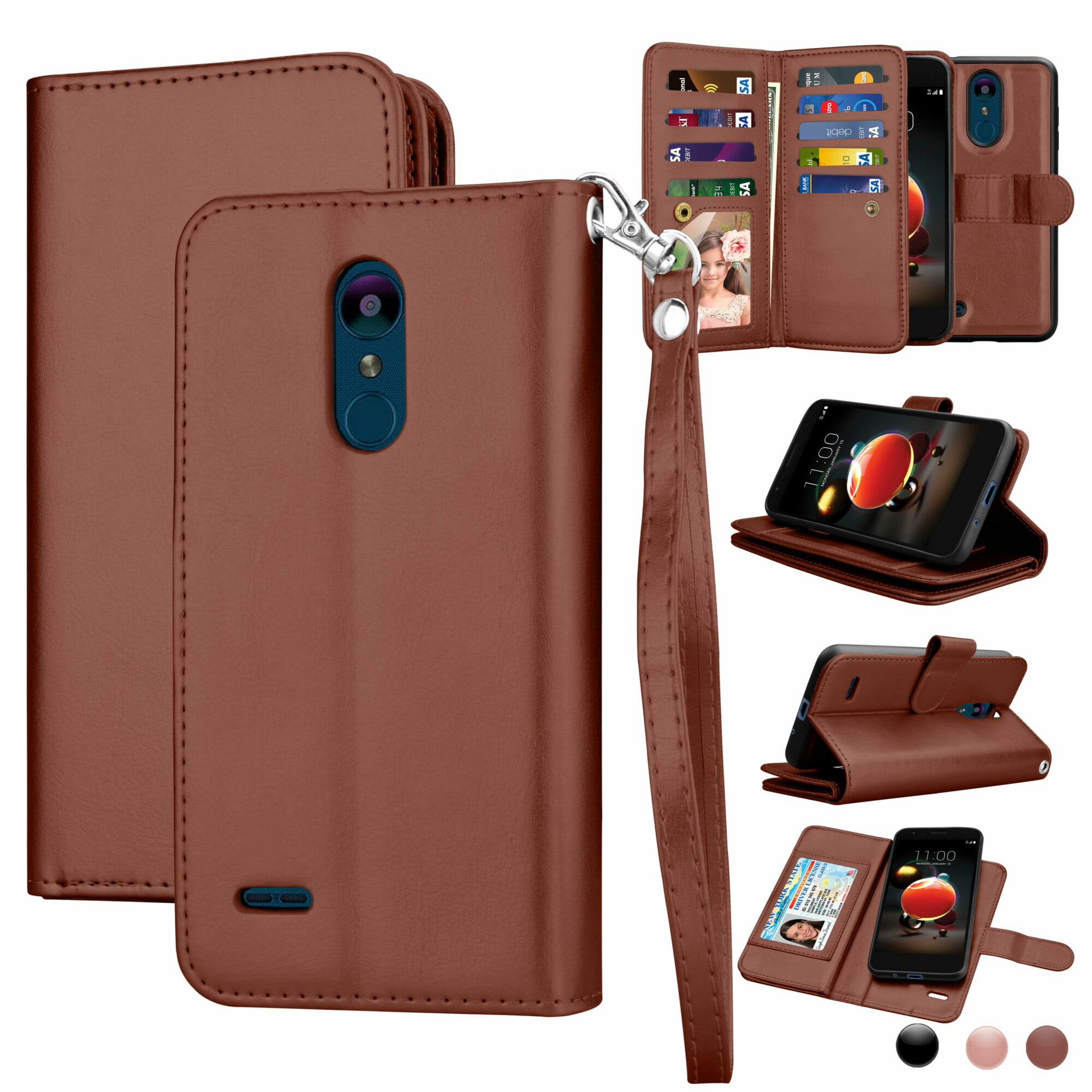 Ostop Colorful Painted Leather Wallet Case for LG K8/K10/K30 2018/LG Aristo 2 