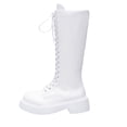 thumbnail image 3 of Tqyyweavej Women's Combat Riding Platform Knee High Vintage Fall Boots Lace Up Fashion Round Toe Motorcycle Boots with Side Zipper, 3 of 10