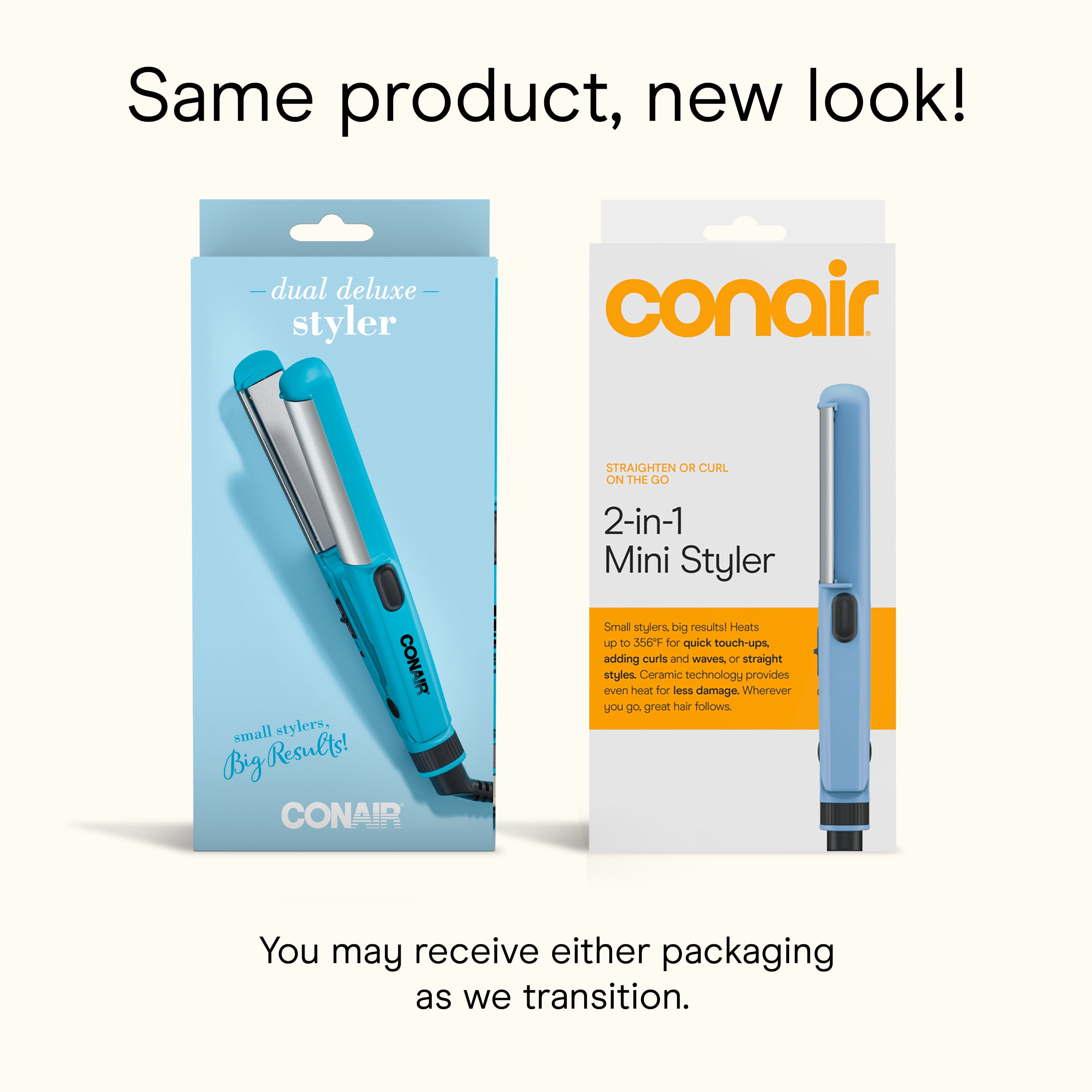 Conair 2-in-1 Mini Styler, Travel Straightener and Curling Iron