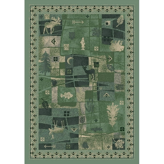 Milliken Signature Area Rug DEER TRAIL PERIDOT Deer Trail Peridot Cubes Elks 5' 4" x 7' 8" Oval