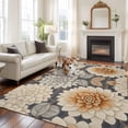 thumbnail image 2 of Retro Dahlia Flower Area&nbsp;Rug 5x7ft Floral Plant Grey Beige Art Watercolor Non-Slip&nbsp;Washable Square&nbsp;Rugs Soft Felt Indoor Floor Mat for Bedroom Kitchen Living Room Bathroom, 2 of 9