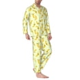 thumbnail image 2 of Gukieu Bananas Print Men's Long-sleeved Pajamas Set, Elastic Waist Pajamas Button-down Pajamas Two-piece Set, Suitable for Adult Male Home Wear-X-Large, 2 of 7
