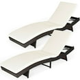 thumbnail image 3 of Costway 2PCS  Patio Rattan Folding Lounge Chair Chaise Adjustable White Cushion, 3 of 11