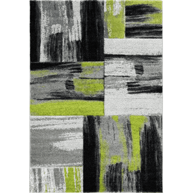 Ladole Rugs Moda Collection Soft Elegant Copper Abstract Made in Europe Area Rug Carpet in Green Black Grey, 6'2" x 9'2" (190cm x 280cm)