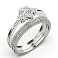 thumbnail image 3 of Dazzling Minimalist 2.25 Carat Pear Cut Affordable Ring, Diamond Moissanite Engagement Ring, Unique Wedding Ring, Two Matching Band in 10k Solid White Gold, Gift For Her, Trio Set, 3 of 4