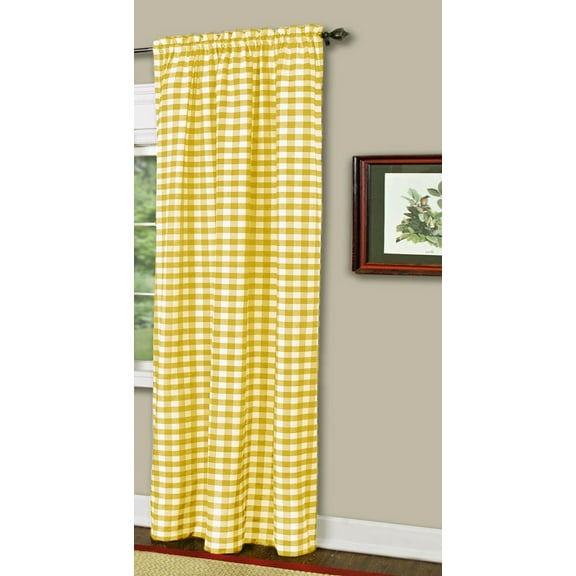 Traditional Elegance Buffalo Check Window Curtain Panel - 42x63 - Yellow