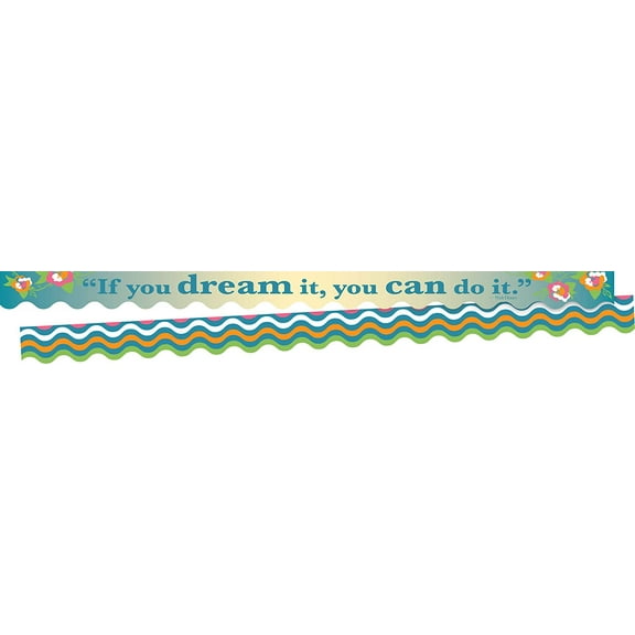 Barker Creek Double-Sided Scalloped Border with Inspirational Quote, Splash of Color, for Bulletin Boards, Reception Areas, Halls, Break Rooms, Office, School, Home Learning Decor, 2.25” x 39’ (904)