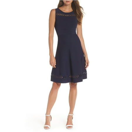 French Connection Womens Cutout-Trim Bubble Fit & Flare Dress
