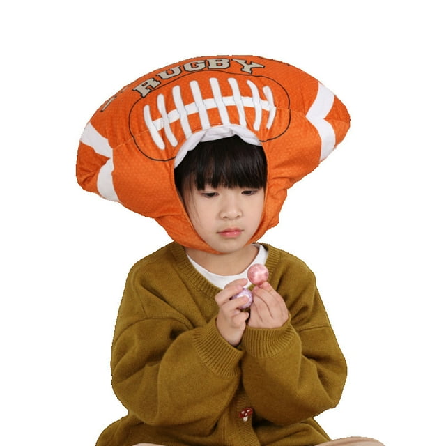 Gorro para cabeza, divertido balón de rugby con dibujos animados para niños, poliéster