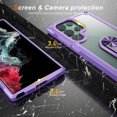 thumbnail image 7 of Dteck for Samsung S24 Ultra Case, Shockproof Crystal Clear Anti-Yellow Heavy Duty Acrylic Protective Phone Case with Magnetic Kickstand Cover, Purple, 7 of 7