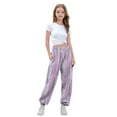 thumbnail image 4 of SERTG Kids Print Jogger Pants Elastic Drawstring Waist Cuff Ankle Home Sweatpants with Pockets Comfortable Casual Long Pants for Boys and Girls 3-14 Years(Purple,9 Years), 4 of 7