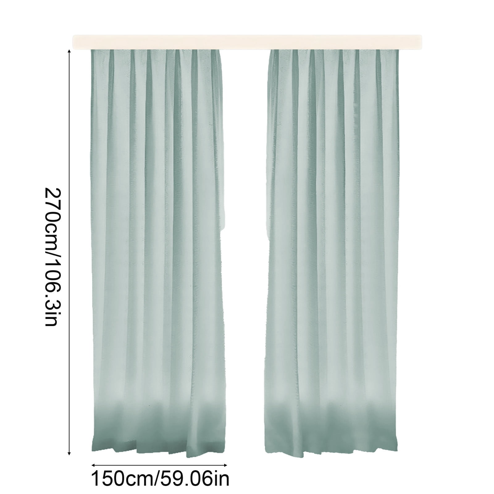 Mint Green Linen Style Curtains 2-Pack, 150x270cm Flax Window Drapery for Home Decor, Soft and Durable Window Coverings