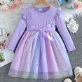 thumbnail image 2 of GXWEA Girls Formal Dress Girls Casual Dress Toddler Girls Dresses Winter Long Sleeve Tutu Party Dress For Girl Xmas Gift Purple 5-6 Years, 2 of 4