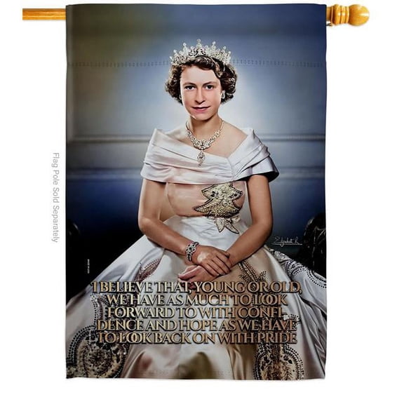 USA Decoration H180328-BO 28 x 40 in. Queen Jubilee Sweet Life Biography Double-Sided Decorative Vertical House Flag for Decoration Banner Garden Yard Gift