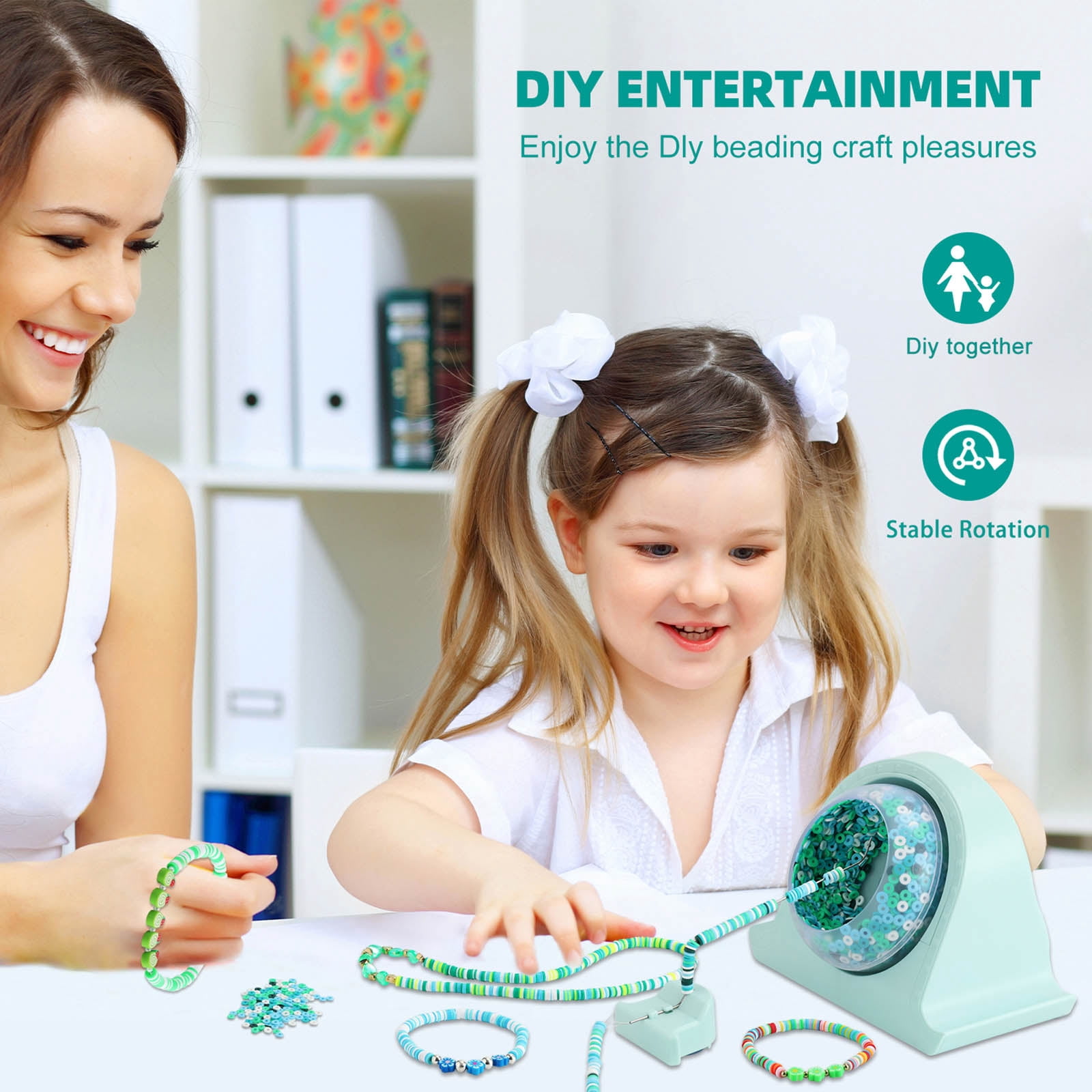 Innovative Bead Spinner Kit Electric Beads Stringing Machine Silicone Bowl with Thread Necklace Making Supplies