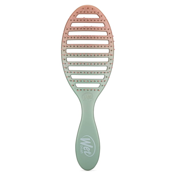 Wet Brush Speed ??Dry Hair Brush Seafoam/Coral (Feel Good Ombre) - Diseño ventilado y cerdas suaves HeatFlex que se pueden secar con secador - Mango ergonómico que maneja los enredos - Accesorios para