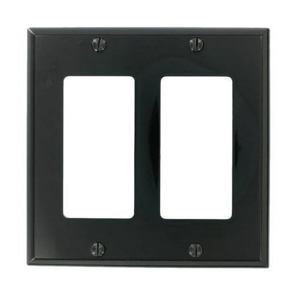 Leviton 80409-NE Standard Size Thermoplastic Nylon Device Mount 2-Gang Decora/GFCI Device Wallplate, Black
