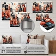 thumbnail image 4 of Designart "Orange bubble cityscape art deco II In Orange and Black"City Art Deco Metal Wall Art Orange Industrial Office Room Wall Art, 4 of 6