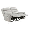 thumbnail image 4 of Lexicon Laconia Leather Double Reclining Love Seat in Silver, 4 of 7