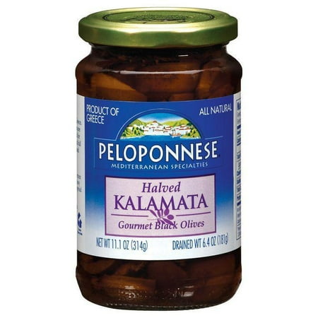 Gourmet Olive - PELOPONNESE Mediterranean Specialties Gourmet Kalamata Halved Black Olives 6.4 OZ (Pack of 6)